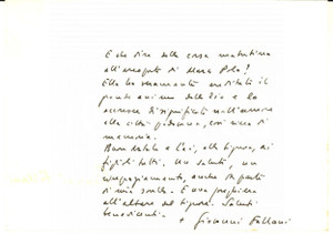 Autografo originale 1982 ROMA Biglietto mons. Giovanni FALLANI per ringraziamento  Autografo 1