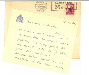 Autografo originale 1950 ROMA Biglietto don Giovanni FALLANI per ringraziamento  Autografo 1