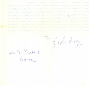 Autografo originale 1965 FIRENZE Lettera Paolo BREZZI  Congresso Centenario Dante Autografo 1