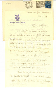 Autografo originale 1948 ROMA FacoltÃ  di Lettere  Paolo BREZZI per un concorso Autografo 1