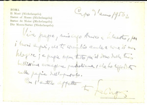 Autografo originale 1956 ROMA Luigi FEDERZONI  Cartolina di auguri Capodanno  AUTOGRAFO 1
