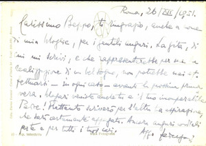 Autografo originale 1951 ROMA Luigi FEDERZONI promette visita in primavera  Cartolina AUTOGRAFO 1