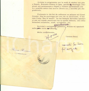 Autografo originale 1957 ROMA BANCA ROMANA Lettera Arturo OSIO a un amico  Autografo 1