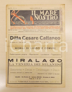 Giornale, rivista storica 1933 IL MARE NOSTRO Mostra pittore Adriano BOGONI a Portese  Rivista 1