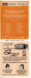 Materiale pubblicitario d’epoca 1964 TDI AIRLINES Combined timetables  BALTIMORE / WASHINGTON Brochure VINTAGE 1