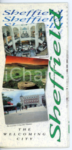 Materiale pubblicitario d’epoca 1980 ca SHEFFIELD The welcoming city Pieghevole turistico ILLUSTRATO 10x21 cm 1