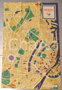 Materiale pubblicitario d’epoca 1960 ca COPENHAGUE Carte monumentale  Guide sommaire Mappa turistica VINTAGE 1