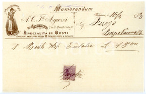 Documento originale, autentico 1893 MILANO Via Santa Margherita  F.lli AGAZZI SpecialitÃ  in busti Memorandum 1