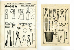 Materiale pubblicitario d’epoca 1910 ca BRESCIA Ditta Gaetano FUGINI  Ferri per uso agricolo Lotto due veline 1