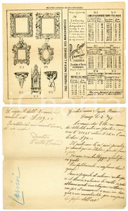 Documento originale, autentico 1896 FIRENZE Piazza Pitti  Pietro CASINI Fabricant de cadres Listino prezzi 1