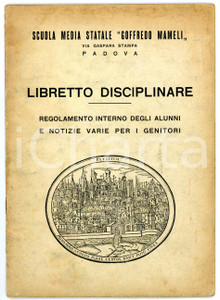 Oggetto da collezione cartaceo 1967 PADOVA Scuola media Goffredo Mameli  Libretto disciplinare 24 pp. 1