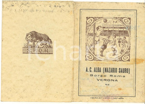 Oggetto da collezione cartaceo 1936 VERONA   A.C. ALBA Nazario Sauro  Tessera di riconoscimento 1