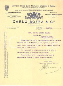 Documento originale, autentico 1929 CUNEO via Roma  Ditta Carlo BOFFA marmi e graniti  Lettera commerciale 1