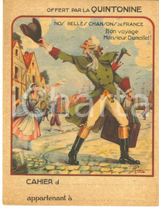 Materiale pubblicitario d’epoca 1950 ca FRANCE Bon voyage M. Dumollet  Couverture cahier QUINTONINE 1