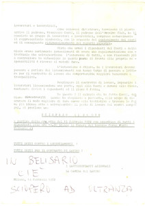 Documento originale, autentico 1972 MILANO Sciopero contro i licenziamenti al Club Francesco Conti  RARO 1