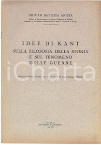 Libro, pubblicazione d epoca 1943 Giovan Battista ARISTA Idee di Kant sulla Filosofia della Storia  11 pp. 1