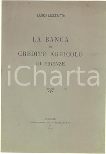 Libro, pubblicazione d epoca 1920 Luigi LUZZATTI La Banca di Credito Agricolo di Firenze  Estratto 4 pp. 1