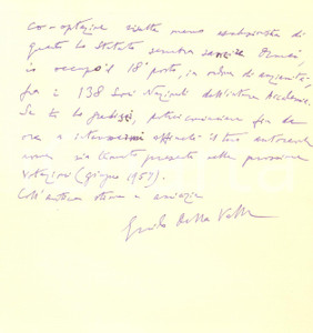 Autografo originale 1956 NAPOLI Lettera Guido DELLA VALLE sull Accademia dei Lincei  Autografo 1