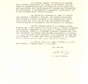 Autografo originale 1948 University of CALIFORNIA  Lettera Michele DE FILIPPIS   Autografo 1