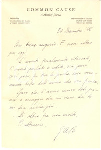 Autografo originale 1948 CHICAGO COMMON CAUSE  Auguri Giuseppe Antonio BORGESE  AUTOGRAFO 1