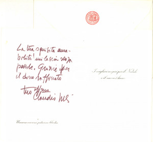 Autografo originale 1990 UniversitÃ  di PADOVA  Biglietto Claudio VILLI per auguri  Autografo 1