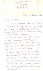 Autografo originale 1971 PADOVA Lanfranco ZANCAN ricorda un episodio della guerra  Autografo 1