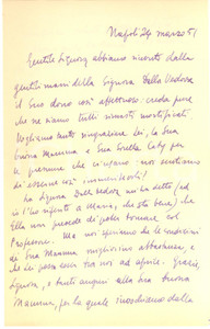 Autografo originale 1951 NAPOLI Lettera Giulio VALLESE per ringraziamento  Autografo 1