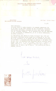 Autografo originale 1980 NAPOLI Lettera Pietro PIOVANI  Bollettino Centro Studi Vichiani AUTOGRAFO 1