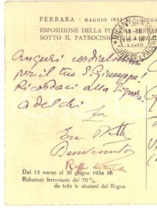 Autografo originale 1934 FERRARA Cartolina Adelchi BARATONO  Raffaele CIASCA  Autografi FG 1