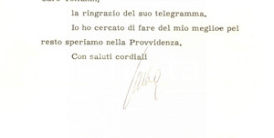 Autografo originale 1962 ROMA Lettera Mario SCELBA Ministro dell Interno  AUTOGRAFO 1