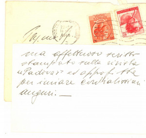 Autografo originale 1968 PADOVA Mario SAGGIN  Biglietto da visita per ringraziamento  AUTOGRAFO 1