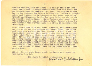 Autografo originale 1949 SCHONBUHL Lettera Eberhard SCHAEUFELE a un collega italiano  AUTOGRAFO 1