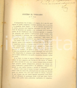 Libro, pubblicazione d epoca 1911 Vittorio CIAN Contro il volgare  Estratto con invio autografo 1