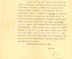 Autografo originale 1945 MILANO Lettera Ettore JANNI Qui c é stato un grande soqquadro  Autografo 1