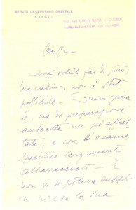 Autografo originale 1950 ca UniversitÃ  di NAPOLI Lettera Carlo Maria IACCARINO  Autografo 1
