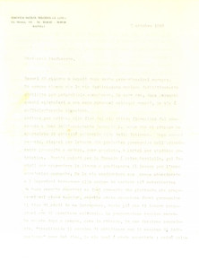 Autografo originale 1965 NAPOLI Lettera padre Pasquale BORGOMEO in partenza per Parigi  AUTOGRAFO 1