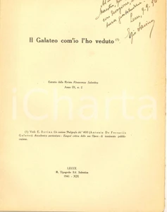 Libro, pubblicazione d epoca 1941 LECCE Ezio SAVINO Il Galateo com io l ho veduto  Invio AUTOGRAFO 1