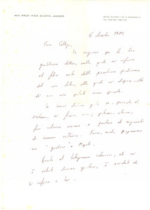 Autografo originale 1982 MILANO Lettera avv. prof. Pier Giusto JAEGER a un collega  Autografo 1