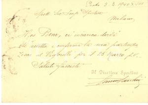 Cartolina originale da collezione 1940 PRATO Associazione Ciclistica Pratese  Cartolina intestata FG VG 1