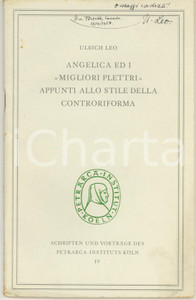 Libro, pubblicazione d epoca 1954 Ulrich LEO Angelica ed i migliori plettri  Invio autografo 53 pp. 1