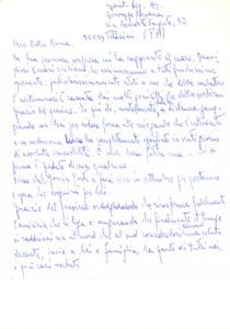 Autografo originale 1990 ca s. l. Lettera Renzo MODESTI a un amico dal soggiorno al mare  Autografo 1