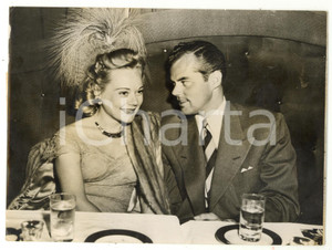 1955 ca HOLLYWOOD MOCAMBO Sonja HENIE smiling at Kjell HOLM *Photo 20x15