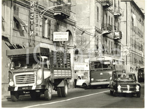 1965 ca GENOVA Passaggio autobus 4 - Pubblicità COCA-COLA *Foto VINTAGE 24x18