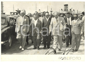 1954 PORTO DI NAPOLI Mario SCELBA con Giuseppe ROMITA in visita *Foto 18x13 cm