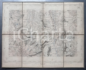 Mappa, planimetria storica 1880 SUISSE  LOURTIER  Mappa B. MULLER su tela 43x34 cm 1