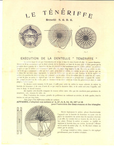 1890 ca FRANCE BRODERIE Dentelle TENERIFFE Execution et dessin - Pieghevole
