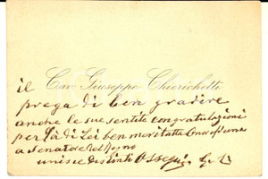 1910 ca MILANO Cav. Giuseppe CHIERICHETTI - Biglietto da visita autografo