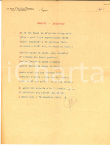 1929 MILANO Fratelli BRANCA - Sonetto acrostico per le nozze di Edvige e Attilio