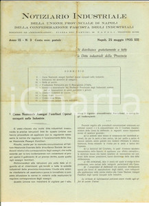 1935 NAPOLI CONFINDUSTRIA Notiziario Industriale - Assegni familiari operai n° 3