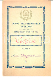 1916 YVERDON Cours professionnels - Certificat DEFILIPPIS Cours de comptabilité